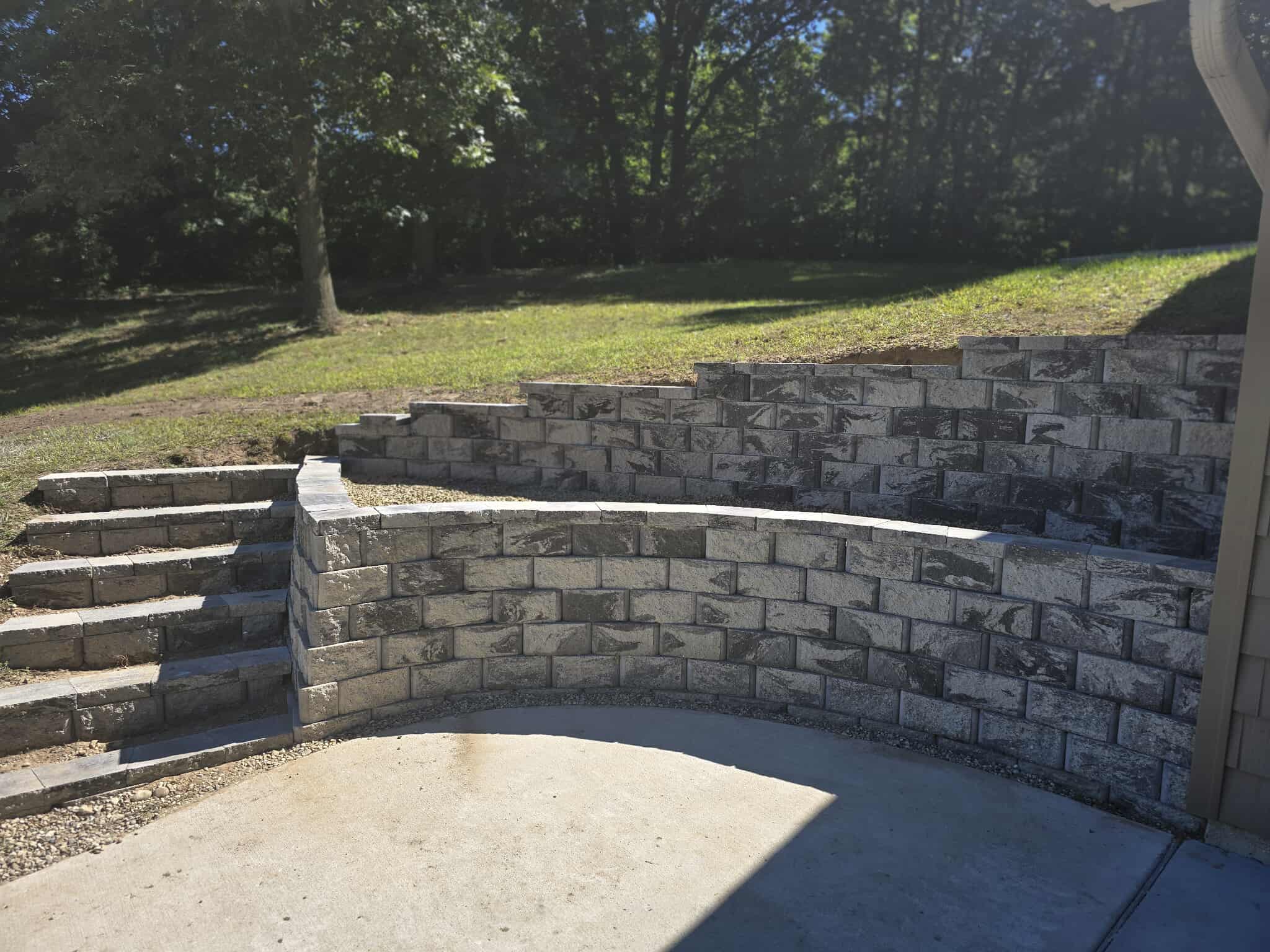 Retaining Wall and Stairs Installation